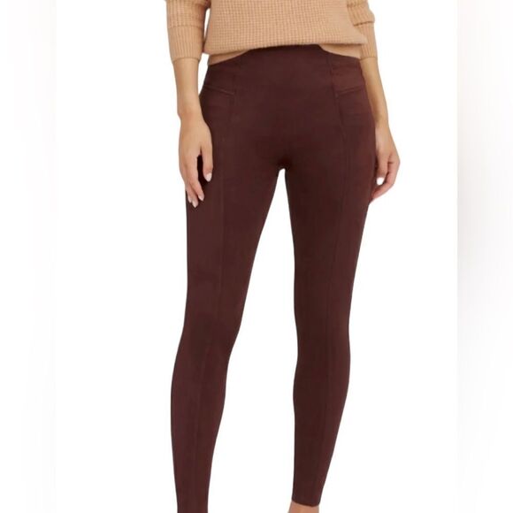 Spanx Faux Suede Leggings Women’s Dark Terracotta Size Small - Picture 1 of 7